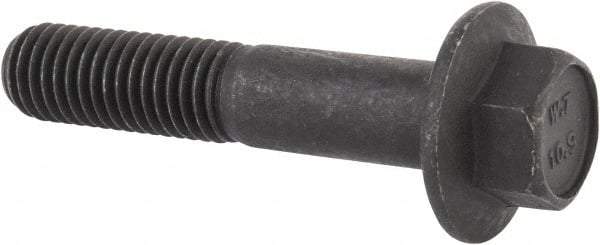 Value Collection - M12x1.75 Metric Coarse, 60mm Length Under Head, Hex Drive Flange Bolt - 40mm Thread Length, Grade 10.9 Alloy Steel, Smooth Flange, Phosphate & Oil Finish - USA Tool & Supply