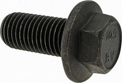 Value Collection - M16x2.00 Metric Coarse, 35mm Length Under Head, Hex Drive Flange Bolt - 35mm Thread Length, Grade 10.9 Alloy Steel, Smooth Flange, Phosphate & Oil Finish - USA Tool & Supply