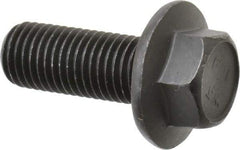 Value Collection - M16x2.00 Metric Coarse, 40mm Length Under Head, Hex Drive Flange Bolt - 40mm Thread Length, Grade 10.9 Alloy Steel, Smooth Flange, Phosphate & Oil Finish - USA Tool & Supply