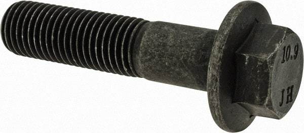 Value Collection - M16x2.00 Metric Coarse, 70mm Length Under Head, Hex Drive Flange Bolt - 50mm Thread Length, Grade 10.9 Alloy Steel, Smooth Flange, Phosphate & Oil Finish - USA Tool & Supply