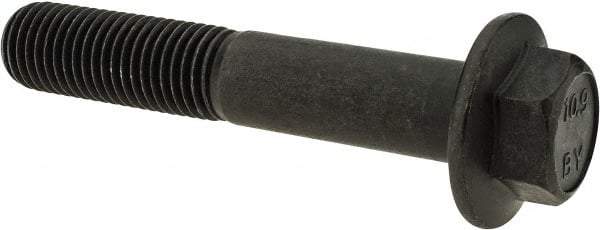 Value Collection - M16x2.00 Metric Coarse, 90mm Length Under Head, Hex Drive Flange Bolt - 50mm Thread Length, Grade 10.9 Alloy Steel, Smooth Flange, Phosphate & Oil Finish - USA Tool & Supply