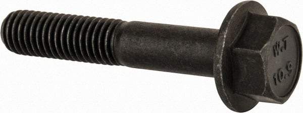 Value Collection - M8x1.25 Metric Coarse, 45mm Length Under Head, Hex Drive Flange Bolt - 30mm Thread Length, Grade 10.9 Alloy Steel, Smooth Flange, Phosphate & Oil Finish - USA Tool & Supply