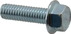 Value Collection - 3/8-16 UNC, 1-1/4" Length Under Head, Hex Drive Flange Bolt - 1-1/4" Thread Length, Grade 8 Steel, Serrated Flange, Zinc-Plated Finish - USA Tool & Supply