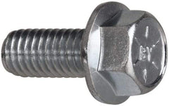 Value Collection - 3/8-16 UNC, 7/8" Length Under Head, Hex Drive Flange Bolt - 7/8" Thread Length, Grade 8 Steel, Serrated Flange, Zinc-Plated Finish - USA Tool & Supply