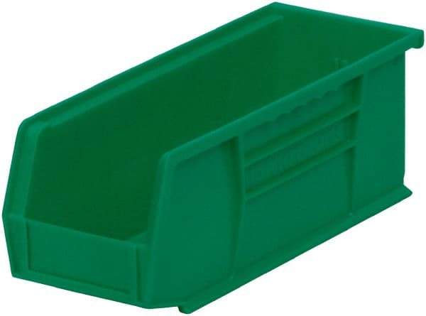 Akro-Mils - 20 Lb. Load Capacity, 10-7/8" Deep, Green Polymer Hopper Stacking Bin - 4" High x 4-1/8" Wide x 10-7/8" Long - USA Tool & Supply