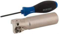 Seco - 1-1/2" Cut Diam, 0.669" Max Depth of Cut, 1-1/4" Shank Diam, 4.72" OAL, Indexable Square Shoulder End Mill - XO.X 1806.. Inserts, Weldon Shank, 90° Lead Angle, Through Coolant, Series Power Turbo - USA Tool & Supply