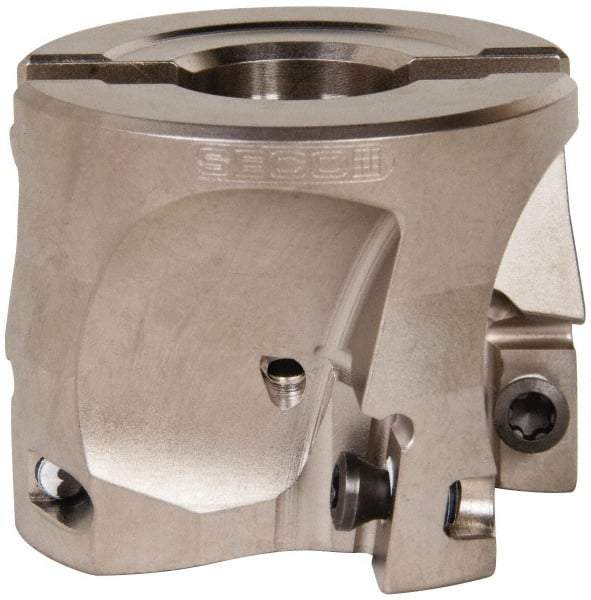 Seco - 4 Inserts, 2" Cut Diam, 3/4" Arbor Diam, 0.669" Max Depth of Cut, Indexable Square-Shoulder Face Mill - 0/90° Lead Angle, 1.575" High, XO.X 1806.. Insert Compatibility, Through Coolant, Series Power Turbo - USA Tool & Supply