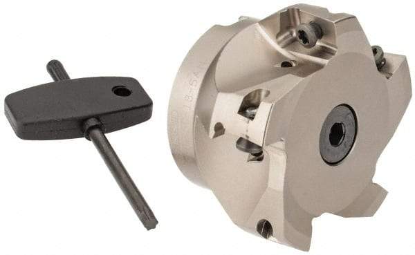 Seco - 5 Inserts, 2-1/2" Cut Diam, 3/4" Arbor Diam, 0.669" Max Depth of Cut, Indexable Square-Shoulder Face Mill - 0/90° Lead Angle, 1.575" High, XO.X 1806.. Insert Compatibility, Through Coolant, Series Power Turbo - USA Tool & Supply