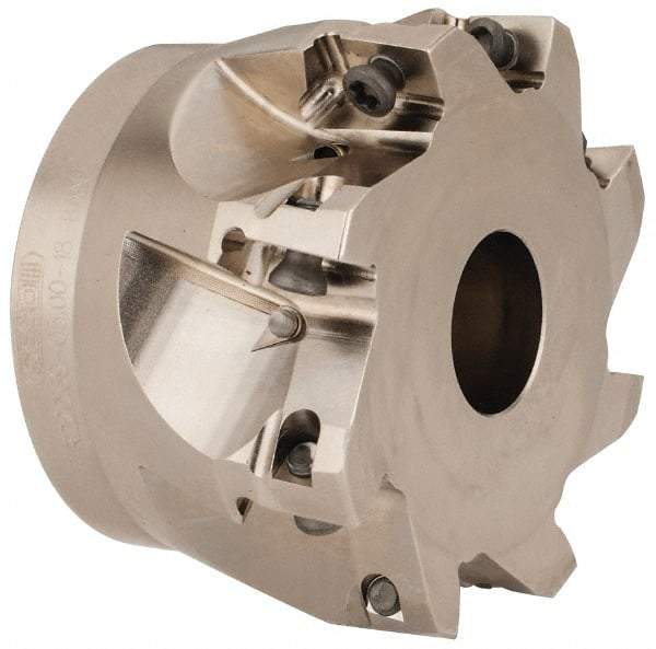 Seco - 8 Inserts, 3" Cut Diam, 1" Arbor Diam, 0.669" Max Depth of Cut, Indexable Square-Shoulder Face Mill - 0/90° Lead Angle, 1.969" High, XO.X 1806.. Insert Compatibility, Through Coolant, Series Power Turbo - USA Tool & Supply