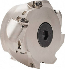 Seco - 7 Inserts, 4" Cut Diam, 1" Arbor Diam, 0.669" Max Depth of Cut, Indexable Square-Shoulder Face Mill - 0/90° Lead Angle, 1.969" High, XO.X 1806.. Insert Compatibility, Through Coolant, Series Power Turbo - USA Tool & Supply