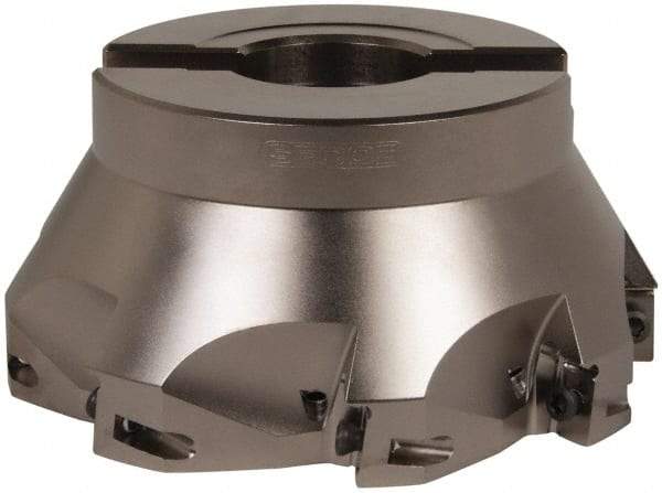 Seco - 8 Inserts, 5" Cut Diam, 1" Arbor Diam, 0.669" Max Depth of Cut, Indexable Square-Shoulder Face Mill - 0/90° Lead Angle, 2.48" High, XO.X 1806.. Insert Compatibility, Through Coolant, Series Power Turbo - USA Tool & Supply
