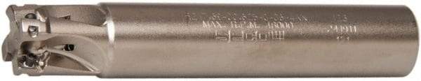 Seco - 5/8" Cut Diam, 0.197" Max Depth of Cut, 5/8" Shank Diam, 3.543" OAL, Indexable Square Shoulder End Mill - XO.X 0602 Inserts, Cylindrical Shank, 90° Lead Angle, Through Coolant, Series Nano Turbo - USA Tool & Supply