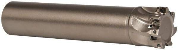 Seco - 1" Cut Diam, 0.197" Max Depth of Cut, 1" Shank Diam, 4.528" OAL, Indexable Square Shoulder End Mill - XO.X 0602 Inserts, Cylindrical Shank, 90° Lead Angle, Through Coolant, Series Nano Turbo - USA Tool & Supply