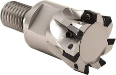 Seco - 1" Cut Diam, 0.197" Max Depth of Cut, 1.378" OAL, Indexable Square Shoulder End Mill - XO.X 0602 Inserts, M12 Modular Connection, 90° Lead Angle, Through Coolant, Series Nano Turbo - USA Tool & Supply