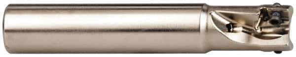 Seco - 3/8" Cut Diam, 0.197" Max Depth of Cut, 3/8" Shank Diam, 2.165" OAL, Indexable Square Shoulder End Mill - XO.X 0602 Inserts, Cylindrical Shank, 90° Lead Angle, Through Coolant, Series Nano Turbo - USA Tool & Supply