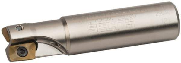Seco - 3/4" Cut Diam, 0.433" Max Depth of Cut, 3/4" Shank Diam, 3.38" OAL, Indexable Square Shoulder End Mill - XO.X 1204.. Inserts, Weldon Shank, 90° Lead Angle, Through Coolant, Series Super Turbo - USA Tool & Supply