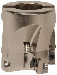 Seco - 4 Inserts, 1-1/2" Cut Diam, 3/4" Arbor Diam, 0.433" Max Depth of Cut, Indexable Square-Shoulder Face Mill - 0/90° Lead Angle, 1.57" High, XO.X 1204.. Insert Compatibility, Through Coolant, Series Super Turbo - USA Tool & Supply