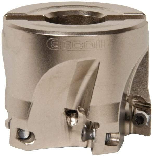 Seco - 5 Inserts, 2" Cut Diam, 3/4" Arbor Diam, 0.433" Max Depth of Cut, Indexable Square-Shoulder Face Mill - 0/90° Lead Angle, 1.57" High, XO.X 1204.. Insert Compatibility, Through Coolant, Series Super Turbo - USA Tool & Supply