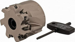 Seco - 7 Inserts, 2" Cut Diam, 3/4" Arbor Diam, 0.433" Max Depth of Cut, Indexable Square-Shoulder Face Mill - 0/90° Lead Angle, 1.57" High, XO.X 1204.. Insert Compatibility, Through Coolant, Series Super Turbo - USA Tool & Supply
