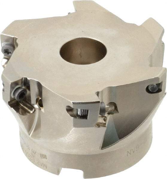 Seco - 6 Inserts, 2-1/2" Cut Diam, 3/4" Arbor Diam, 0.433" Max Depth of Cut, Indexable Square-Shoulder Face Mill - 0/90° Lead Angle, 1.57" High, XO.X 1204.. Insert Compatibility, Through Coolant, Series Super Turbo - USA Tool & Supply