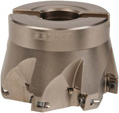 Seco - 7 Inserts, 3" Cut Diam, 1" Arbor Diam, 0.433" Max Depth of Cut, Indexable Square-Shoulder Face Mill - 0/90° Lead Angle, 2" High, XO.X 1204.. Insert Compatibility, Through Coolant, Series Super Turbo - USA Tool & Supply