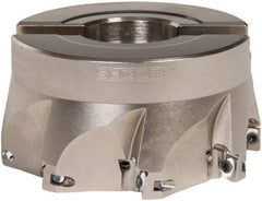 Seco - 8 Inserts, 4" Cut Diam, 1-1/2" Arbor Diam, 0.433" Max Depth of Cut, Indexable Square-Shoulder Face Mill - 0/90° Lead Angle, 2" High, XO.X 1204.. Insert Compatibility, Through Coolant, Series Super Turbo - USA Tool & Supply