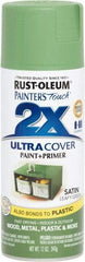 Rust-Oleum - Leafy Green, Satin, Enamel Spray Paint - 8 Sq Ft per Can, 12 oz Container, Use on Multipurpose - USA Tool & Supply