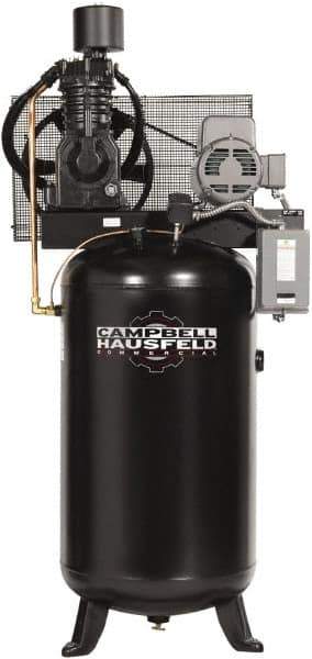 Campbell Hausfeld - 7.5 hp, 80 Gal Stationary Electric Vertical Air Compressor - Single Phase, 175 Max psi, 24.3 CFM, 230 Volt - USA Tool & Supply