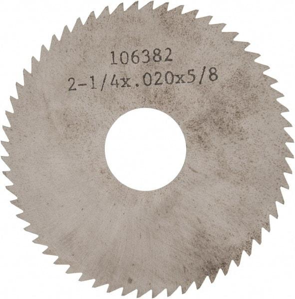 Made in USA - 2-1/4" Diam x 0.02" Blade Thickness x 5/8" Arbor Hole Diam, 60 Tooth Slitting and Slotting Saw - Arbor Connection, Solid Carbide, Concave Ground - USA Tool & Supply