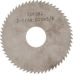 Made in USA - 2-1/4" Diam x 0.02" Blade Thickness x 5/8" Arbor Hole Diam, 60 Tooth Slitting and Slotting Saw - Arbor Connection, Solid Carbide, Concave Ground - USA Tool & Supply