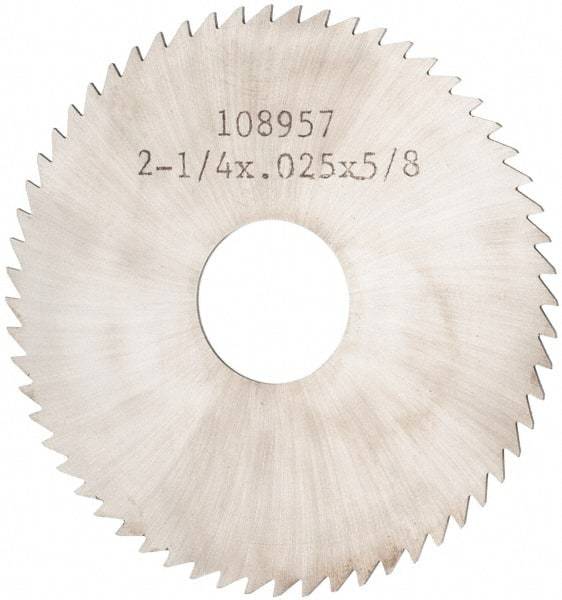 Made in USA - 2-1/4" Diam x 0.025" Blade Thickness x 5/8" Arbor Hole Diam, 60 Tooth Slitting and Slotting Saw - Arbor Connection, Solid Carbide, Concave Ground - USA Tool & Supply