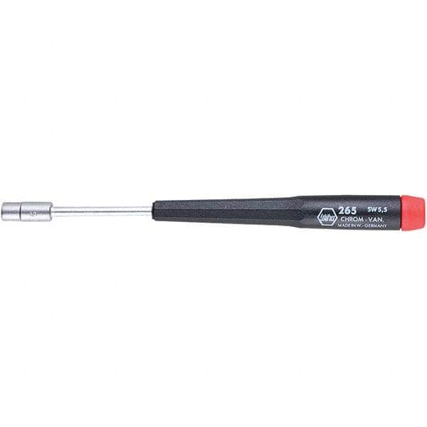 Wiha - 5.5mm Solid Shaft Precision Nutdriver - Cushion Grip Handle, 6-11/16" OAL - USA Tool & Supply