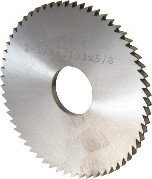 Made in USA - 2-1/4" Diam x 0.102" Blade Thickness x 5/8" Arbor Hole Diam, 60 Tooth Slitting and Slotting Saw - Arbor Connection, Solid Carbide, Concave Ground - USA Tool & Supply