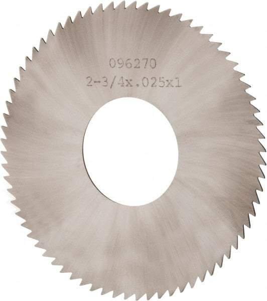 Made in USA - 2-3/4" Diam x 0.025" Blade Thickness x 1" Arbor Hole Diam, 72 Tooth Slitting and Slotting Saw - Arbor Connection, Solid Carbide, Concave Ground - USA Tool & Supply