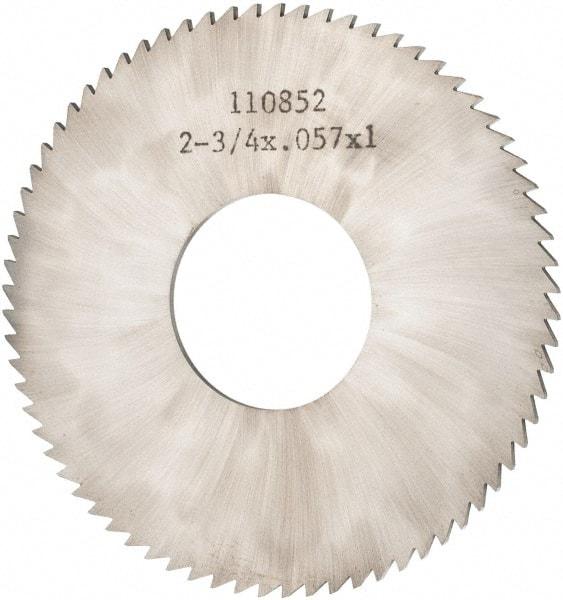 Made in USA - 2-3/4" Diam x 0.057" Blade Thickness x 1" Arbor Hole Diam, 72 Tooth Slitting and Slotting Saw - Arbor Connection, Solid Carbide, Concave Ground - USA Tool & Supply