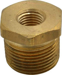 Parker - 3/4 Male Thread x 1/4 Female Thread, Brass Industrial Pipe Hex Bushing - MNPTF x FNPTF, 1,000 psi - USA Tool & Supply