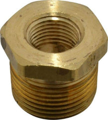 Parker - 3/4 Male Thread x 3/8 Female Thread, Brass Industrial Pipe Hex Bushing - MNPTF x FNPTF, 1,000 psi - USA Tool & Supply