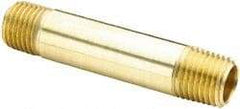 Parker - 1/2 Male Thread, Brass Industrial Pipe Long Nipple - MNPTF, 1,000 psi - USA Tool & Supply