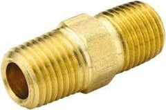 Parker - 3/4 Male Thread, Brass Industrial Pipe Hex Nipple - MNPTF, 1,000 psi - USA Tool & Supply