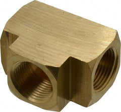 Parker - 3/4 Female Thread, Brass Industrial Pipe Female Tee - FNPTF, 1,000 psi - USA Tool & Supply