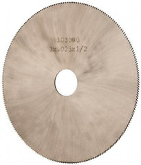 Made in USA - 3" Diam x 0.025" Blade Thickness, 1/2" Arbor Hole Diam, 230 Teeth, Solid Carbide Jeweler's Saw - Uncoated - USA Tool & Supply