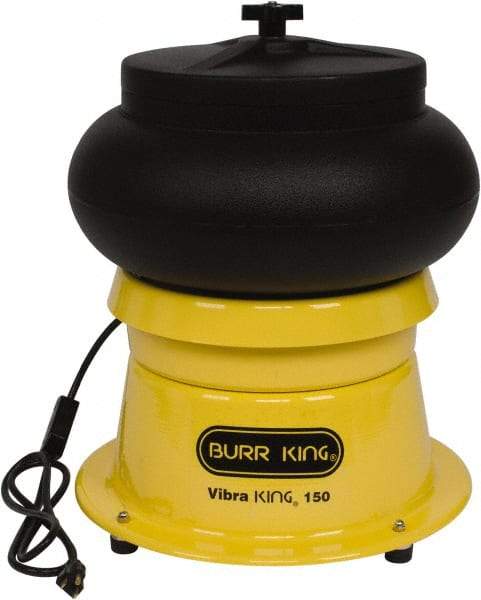 Burr King - 0.33 Cu Ft, 1/5 hp, Vibratory Tumbler - Adjustable Amplitude, Flow Through Drain - USA Tool & Supply