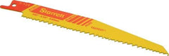 Starrett - 6" Long x 3/4" Thick, Bi-Metal Reciprocating Saw Blade - Tapered Profile, 6 to 10 TPI, Toothed Edge, Universal Shank - USA Tool & Supply