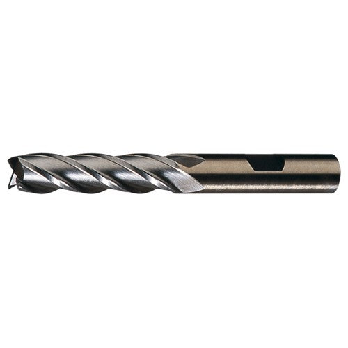 ‎3/4″ × 3/4″ × 1-5/8″ × 3-7/8″ RHS / RHC HSS-CO 8% (M42) Cobalt, Single End, 4-Flute, Center Cutting End Mill - TiN - Exact Industrial Supply