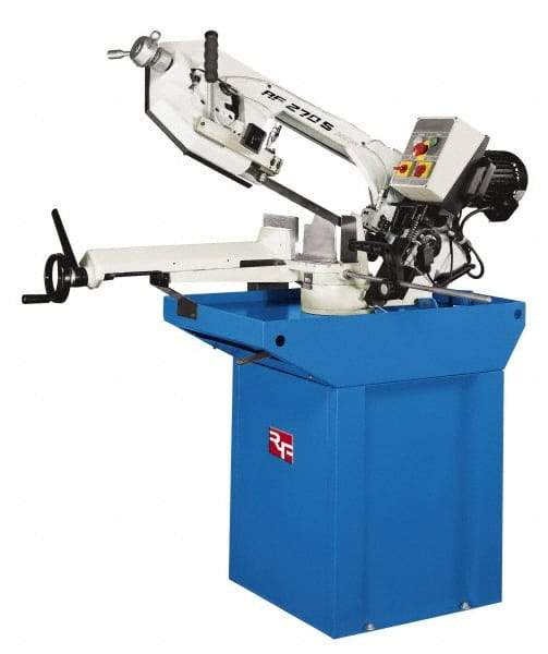 Enco - 9-3/8 x 6-1/4" Max Capacity, Manual Geared Head Horizontal Bandsaw - 138 & 276 SFPM Blade Speed, 220 Volts, 45 & 60°, 1.5 hp, 3 Phase - USA Tool & Supply