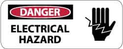 NMC - "Danger - Electrical Hazard", 7" Long x 17" Wide, Pressure-Sensitive Vinyl Safety Sign - Rectangle, 0.004" Thick, Use for Accident Prevention - USA Tool & Supply