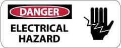 NMC - "Danger - Electrical Hazard", 7" Long x 17" Wide, Rigid Plastic Safety Sign - Rectangle, 0.05" Thick, Use for Accident Prevention - USA Tool & Supply
