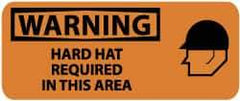 NMC - "Warning - Hard Hat Required in This Area", 7" Long x 17" Wide, Rigid Plastic Safety Sign - Rectangle, 0.05" Thick, Use for Accident Prevention - USA Tool & Supply