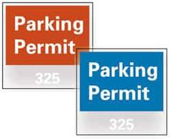 NMC - Parking Permit (301-400), 3 Inch Wide x 3 Inch High, Vinyl Traffic Sign - Blue, Square - USA Tool & Supply