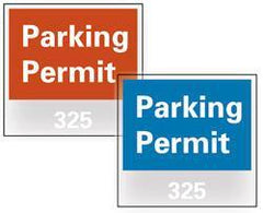NMC - Parking Permit (101-200), 3 Inch Wide x 3 Inch High, Vinyl Traffic Sign - Blue, Square - USA Tool & Supply